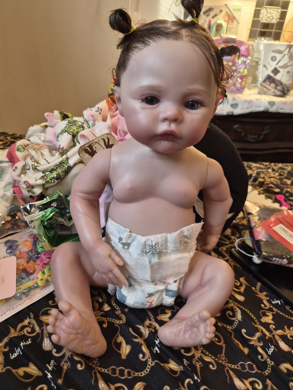 Reborn Baby Doll by Reborn with Brown Hair and Light Skin